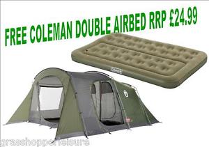 COLEMAN DA GAMA 6 MAN TENT & FREE AIRBED person camping family large dome tunnel