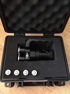 High Power Torch 4x Cree LED Panasonic 18650 Security Police Flashlight Full Set