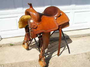 Cactus Saddlery Ranch Cutter 16" seat Full QH Bars Hand Tooled Wool Fleece
