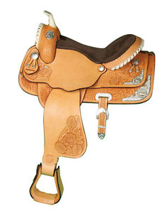 NEW LATEST WESTERN ECO LEATHER SHOW SADDLE 16'' WITH GIRTH AND ACESSORIES