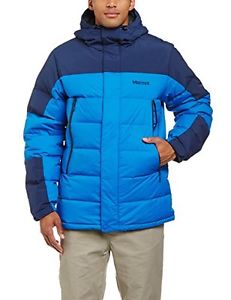 Marmot - Piumino Mountain da uomo, Blu (Peak Blue/Dark Ink), L