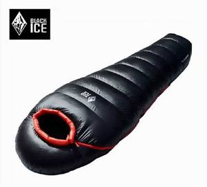 Black ice Shiny wet-Look nylon outdoor sports mummy duck down sleeping bag black