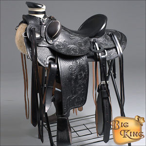 W90BK-F HILASON BIG KING SERIES WESTERN WADE RANCH ROPING COWBOY TRAIL SADDLE 17