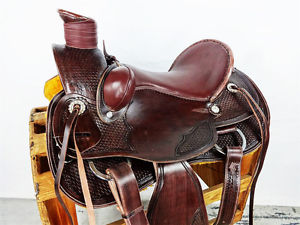 HEAVY DUTY 16" BROWN LEATHER WESTERN WADE ROPING RANCH COWBOY HORSE SADDLE TACK