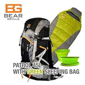 NEW Bear Grylls Patrol 45L With Womens 30 Degree Sleeping Bag Combo Pack