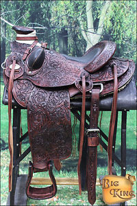 W74MA-A HILASON BIG KING SERIES WESTERN WADE RANCH ROPING COWBOY TRAIL SADDLE 16