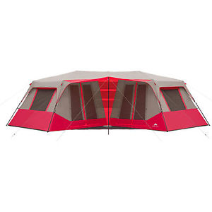 Cabin Tent Instant Camping 10 Person Red Outdoor Shelter Family Hiking Travel