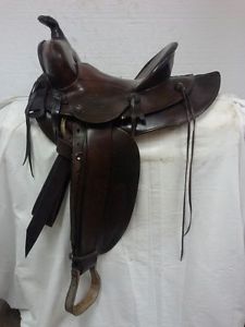 Vintage Collector 13" Harpham Brothers Saddle Co. Slick Seat High Back Saddle