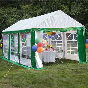 ShelterLogic 10 Ft W x 20 Ft D Party Shelter and Enclosure Kit Green / White