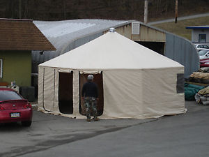 MILITARY WESTERN SHELTER SYSTEMS TENT 20FT DIAMETER TAN 14 Oz VINYL HO20