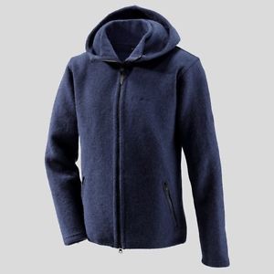 Mufflon Men's Woollen cardigan Joe with hood, darkblue