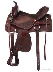 20 Inch Western Old Time Trail Saddle - Dark Oil Leather