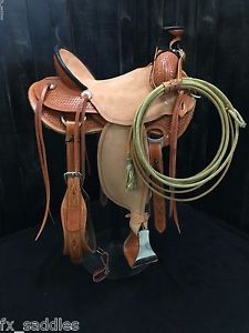 (On Sale!) 16" Modified Association Roping/Ranch/Trail/Roper Saddle - Roughout