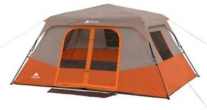 New 8 Person Instant Cabin Tent Orange/Tan 60 Sec. Setup Room Divider Easy Carry