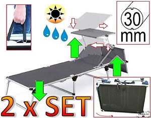 Liege, 2 x große PREMIUM Relaxliegen mit Sonnendach Dach, PREMIUM Strandliege, 2