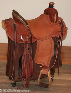17" Will James Ranch Saddle Hermann Oak Leather with Rawhide Trim FQH Bars