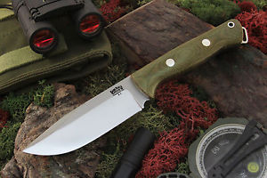 Bark River Bravo Squad Leader Fixed Blade Knife w/ A2 Steel & Green Micarta!