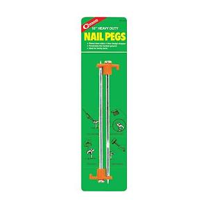 Coghlans 2 10" Heavy Duty Nail Pegs - 1 Pair Plated Steel, For Tents