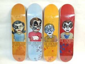 SKATEBOARD RED SKATE BOARD BLUE  DECK TOY MACHINE ROCK KID SERIES KISS 4p Set
