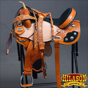 HILASON FLEX-TREE ENDURANCE TRAIL WESTERN SADDLE 14 15 16 17 W/ BRIDLE & COLLAR