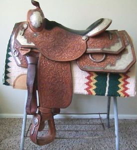 15.5 16 Allen Ranch Custom Show Saddle Sterling Silver Overlaid Western GORGEOUS