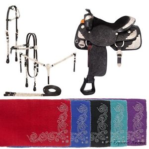 14 Inch Western Silver Show Saddle Pkg - Silver Royal - Black Leather