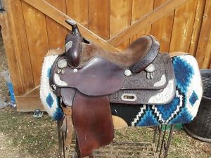 AWeSOmeVintage CIRCLE Y Equitation Show saddle w/Sapphires! 15.5 Blue stonesSALE