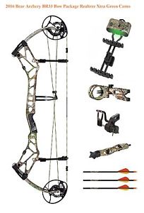 New 2016 Bear Archery BR33 55-70# RH Compound Bow Package Realtree Xtra Green