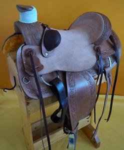16" 1/2 Rough Out WESTERN HORSE WADE BUCKING ROLLS ROPING PLEASURE RANCH SADDLE