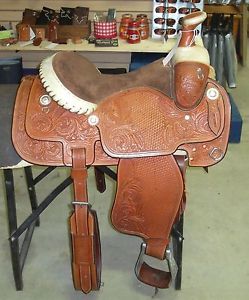 15.5" USED CUSTOM MADE ROPING SADDLE #3 826 1