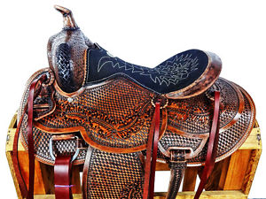 16" CUSTOM ANTIQUE LEATHER WESTERN HORSE COWBOY PLEASURE TRAIL SHOW SADDLE TACK