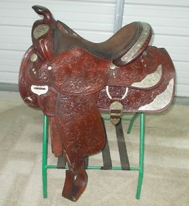 15 1/2 " Silver Royal brown color  Equitation western show saddle with silver