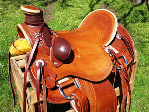 17" RAWHIDE LEATHER WESTERN WADE ROPING RANCH TRAIL COWBOY HORSE SADDLE TACK