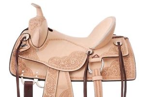 17 Inch Western Saddle -Hardseat - Old Time - Roughout Trail -Light Oil Leather