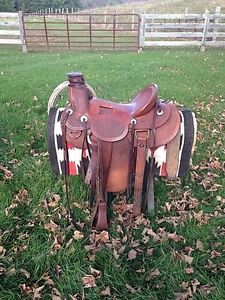 WM Davis and Son saddle, 15.5" seat, Classic Brown, Pleasure/Trail, A fork