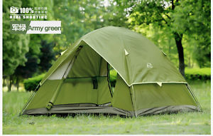 Army Green Outdoor Travel Camping Hiking 3-4 Person Tent Double Layer Rainproof