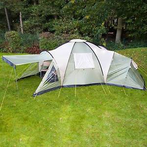 skandika Korsika 8 persone Tende campeggio 3 Cabine Zanzariera verde/beige nuova