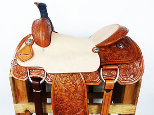 ROUGH OUT 17" WESTERN HORSE TRAIL ROPER ROPING RANCH COWBOY LEATHER SADDLE TACK