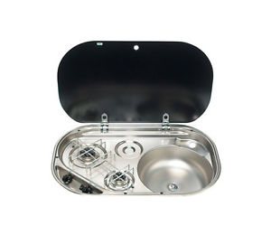 Dometic 2 Burner Hob & Sink Combination with Glass Lid MO8322R
