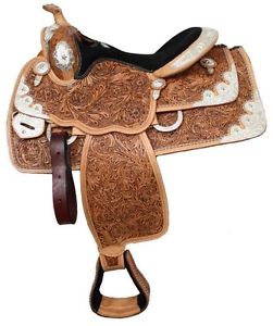 16" DOUBLE T Star Silver Show Saddle with Bridle Breast Collar