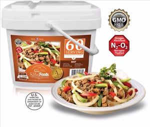 60 Serving All Beef Meat Bucket Freeze Dried Emergency Survival Supply Food USDA