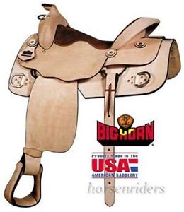 16 Inch Big Horn Western Saddle - Roughout Leather - Training Saddle