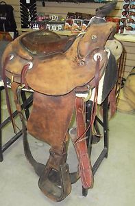 14.5 ROY BARNES WESTERN BULL DOGGER SADDLE #3 873