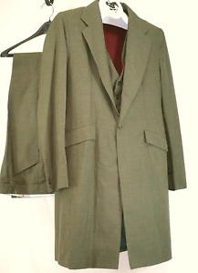 Reed Hill Mens Saddleseat 3 Pc Suit Olive Wool Blend 42 - USA