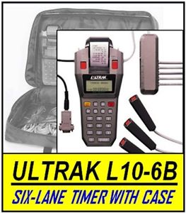 Six-Lane ULTRAK L10+CASE6B Printing Timer with 6 Lane Buttons and Carrying Case