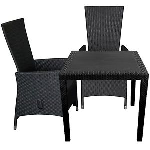 Gartengarnitur Sitzgruppe Rattansessel stufenlos verstellbar 79x79cm - 3tlg.