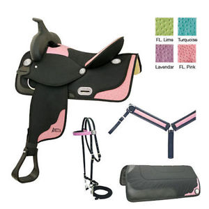 15 Inch Western Saddle - Abetta Ostrich Classic Saddle Package - 3 Color Options