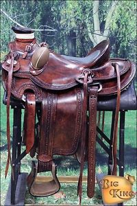 W84AM-F HILASON BIG KING SERIES WESTERN WADE RANCH ROPING COWBOY TRAIL SADDLE 15