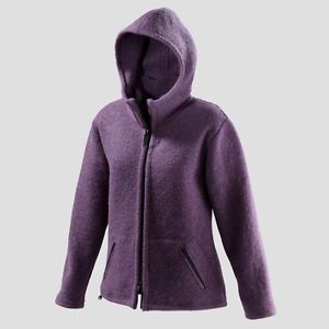 Mufflon Winter wool jacket Jula with hood for ladies, plum