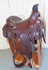CIRCLE Y RANCH ROPER SADDLE HAND MADE TRIPPLE RIGGED BULL HIDE 15.5"